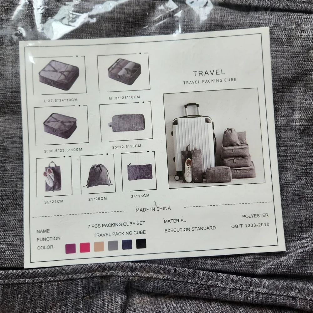 Gray Travel Packing Cubes - 7 PCS Set - Never Used